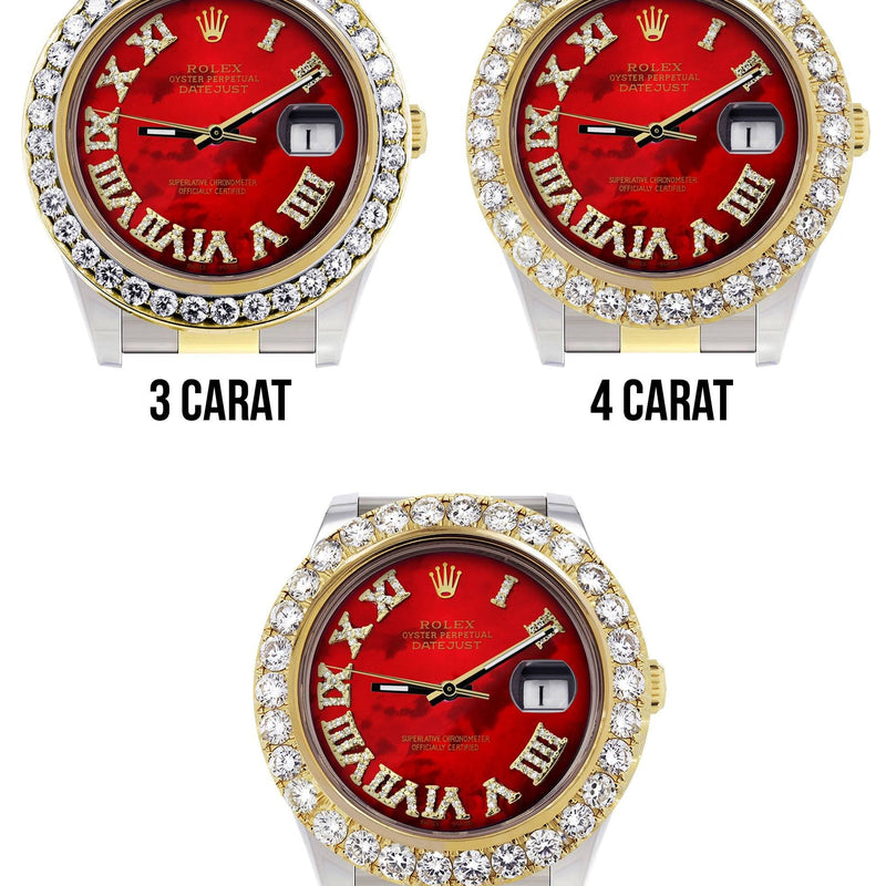 Rolex Datejust II Watch | 41 MM | 18K Yellow Gold & Stainless Steel | Custom Red Pearl Roman Dial | Oyster Band