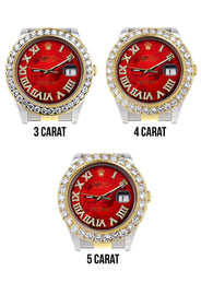 Rolex Datejust II Watch | 41 MM | 18K Yellow Gold & Stainless Steel | Custom Red Pearl Roman Dial | Oyster Band