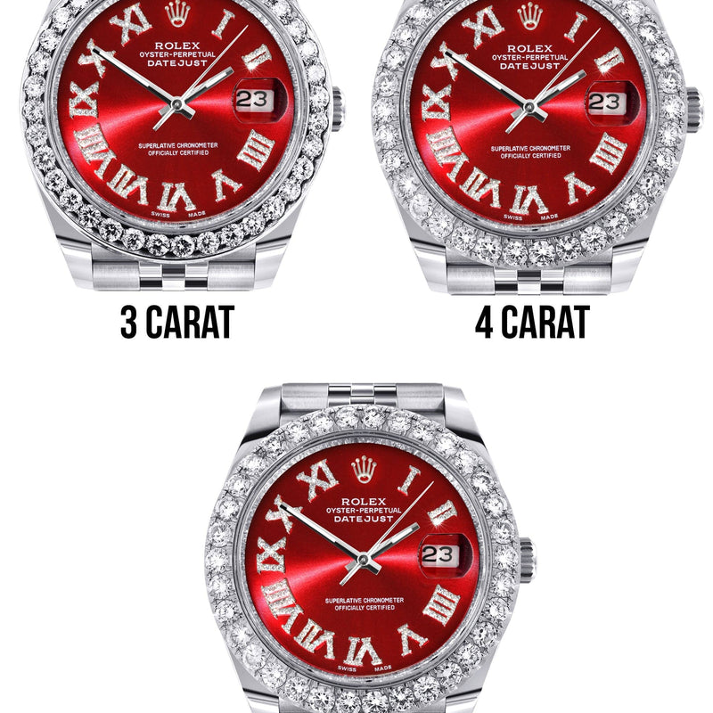 Rolex Datejust 41 Watch | 41 MM | Custom Red Roman Diamond Dial | Jubilee Band