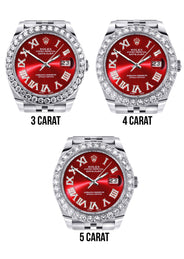 Rolex Datejust 41 Watch | 41 MM | Custom Red Roman Diamond Dial | Jubilee Band