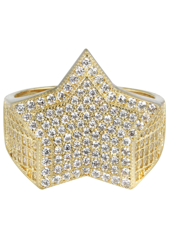 10K Star Gold Ring For Men - Mens Pinky Ring   | 6.5 Grams