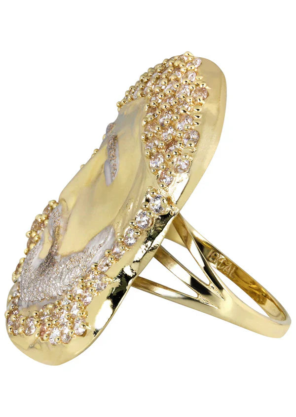 Mens Jesus Pinky Ring | 10K Solid Yellow Gold | Style #1