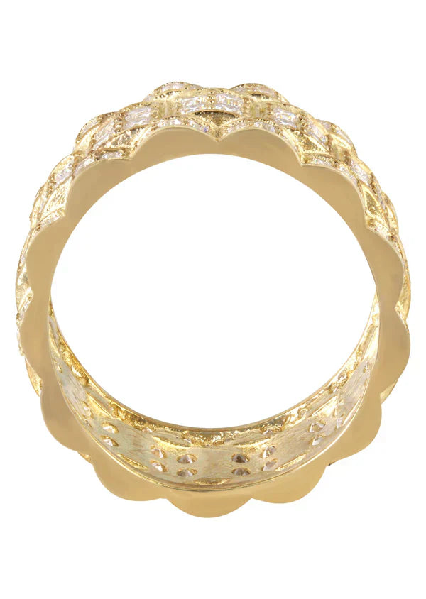 Mens Eternity Wedding Band Pinky Ring | 10K Solid Yellow Gold | Style #3