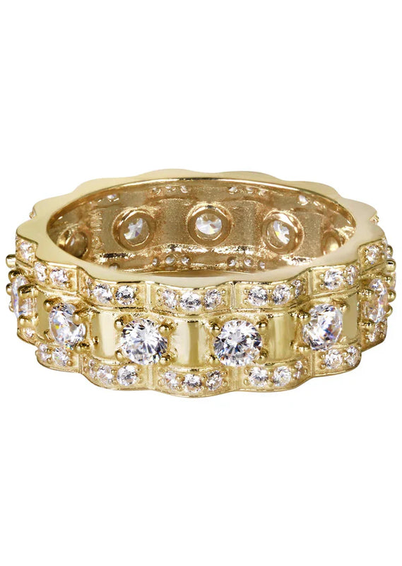 Mens Eternity Wedding Band Pinky Ring | 10K Solid Yellow Gold | Style #2