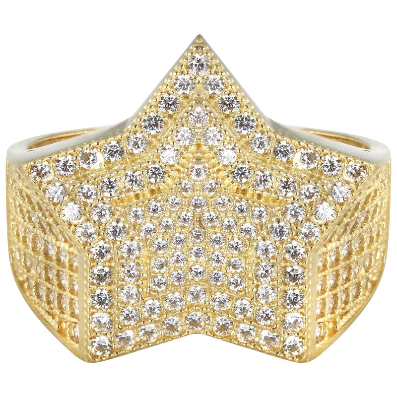 10K Star Gold Ring For Men - Mens Pinky Ring   |  7.7 Grams