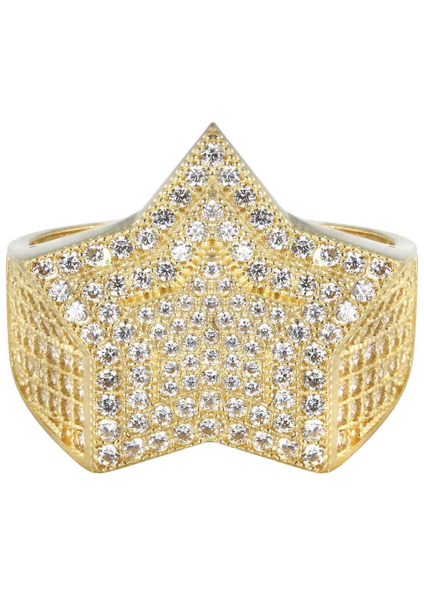 Mens Star Pinky Ring | 10K Solid Yellow Gold | Style #1
