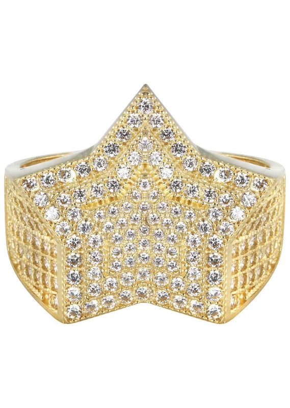 Mens Star Pinky Ring | 10K Solid Yellow Gold | Style #1