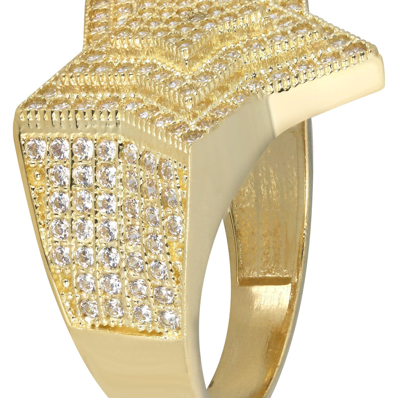 10K Star Gold Ring For Men - Mens Pinky Ring   |  7.7 Grams