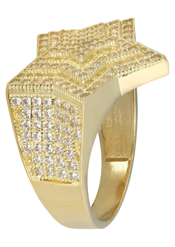 Mens Star Pinky Ring | 10K Solid Yellow Gold | Style #1
