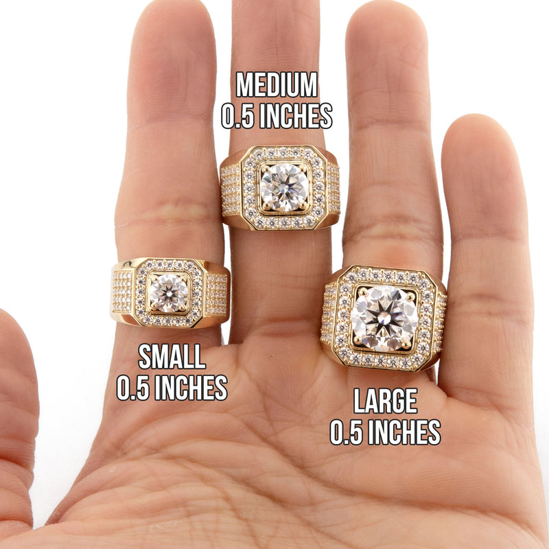 Men's Jewelry - Men's VVS Lab Diamond Ring | Round Brilliant Cut Halo | Yellow Gold