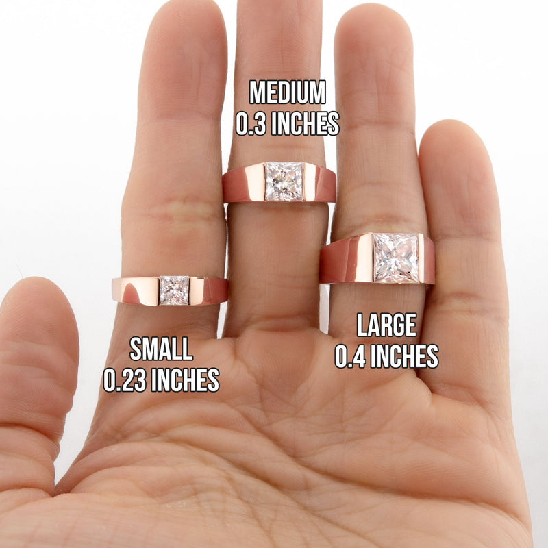 Men's Jewelry - Men's VVS Lab Diamond Princess Cut Solitaire Engagement Ring | Rose Gold