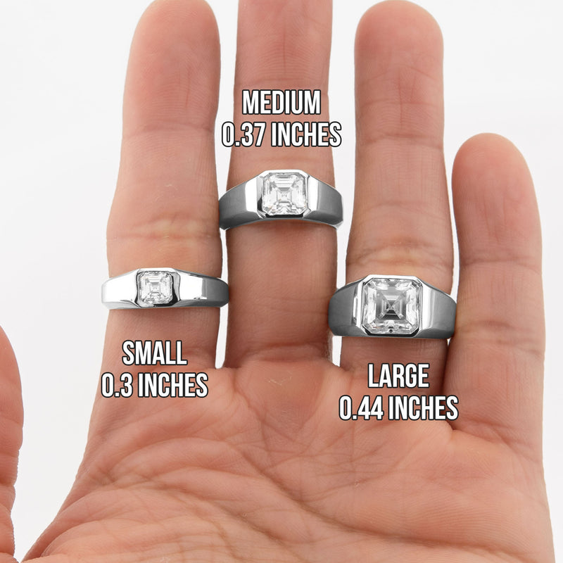 Men's Jewelry - Men's VVS Lab Diamond Asher Cut Solitaire Engagement Ring | White Gold