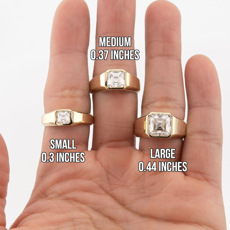 Men's Jewelry - Men's VVS Lab Diamond Asher Cut Solitaire Engagement Ring | Yellow Gold