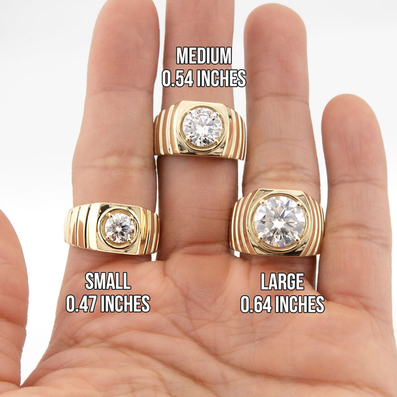 Men's Jewelry - Men's VVS Lab Diamond Round Brilliant Cut Solitaire Engagement Ring | Yellow Gold