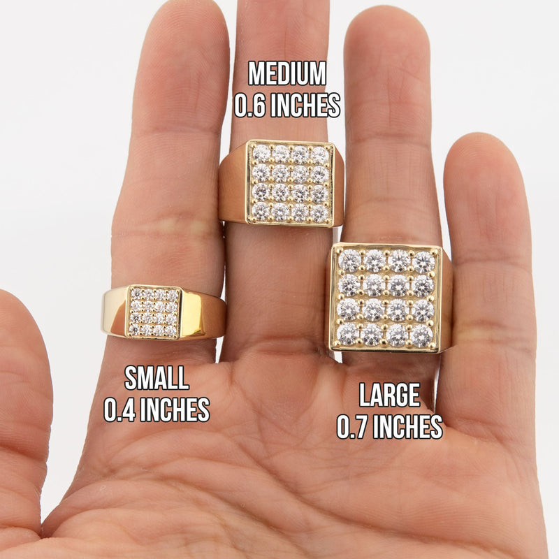 Men's Jewelry - Men's VVS Lab Diamond Square Diamond Ring | Yellow Gold
