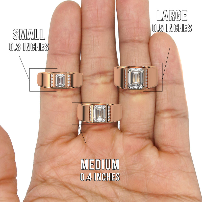 Men's Jewelry - Men's VVS Lab Diamond Emerald Cut Engagement Ring | Rose Gold