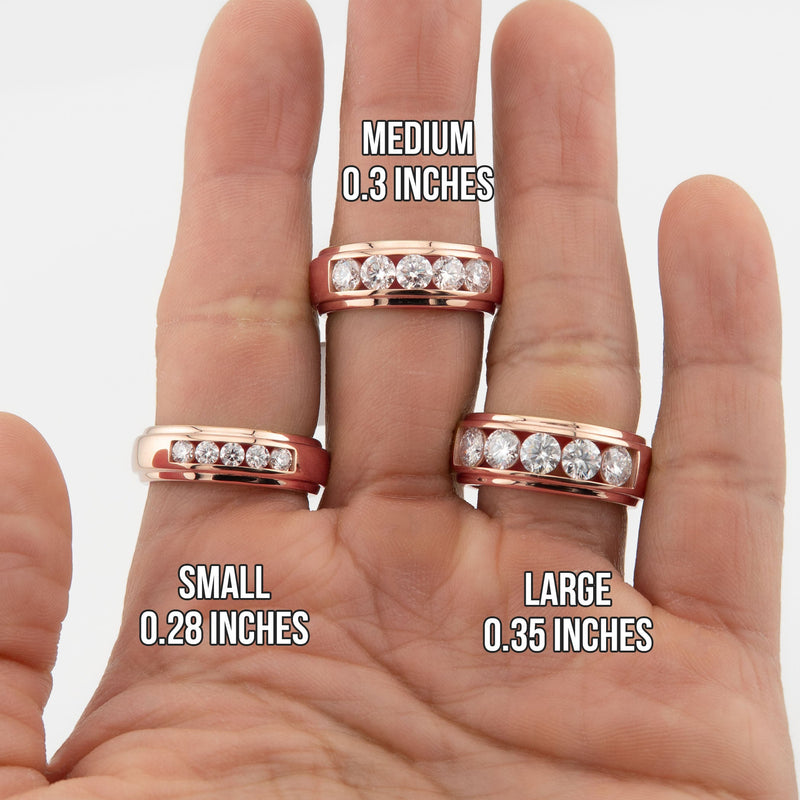 Men's Jewelry - Men's VVS Lab Diamond 5 Stone Wedding Band |  Rose Gold