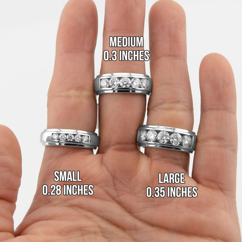 Men's Jewelry - Men's VVS Lab Diamond 5 Stone Wedding Band |  White Gold