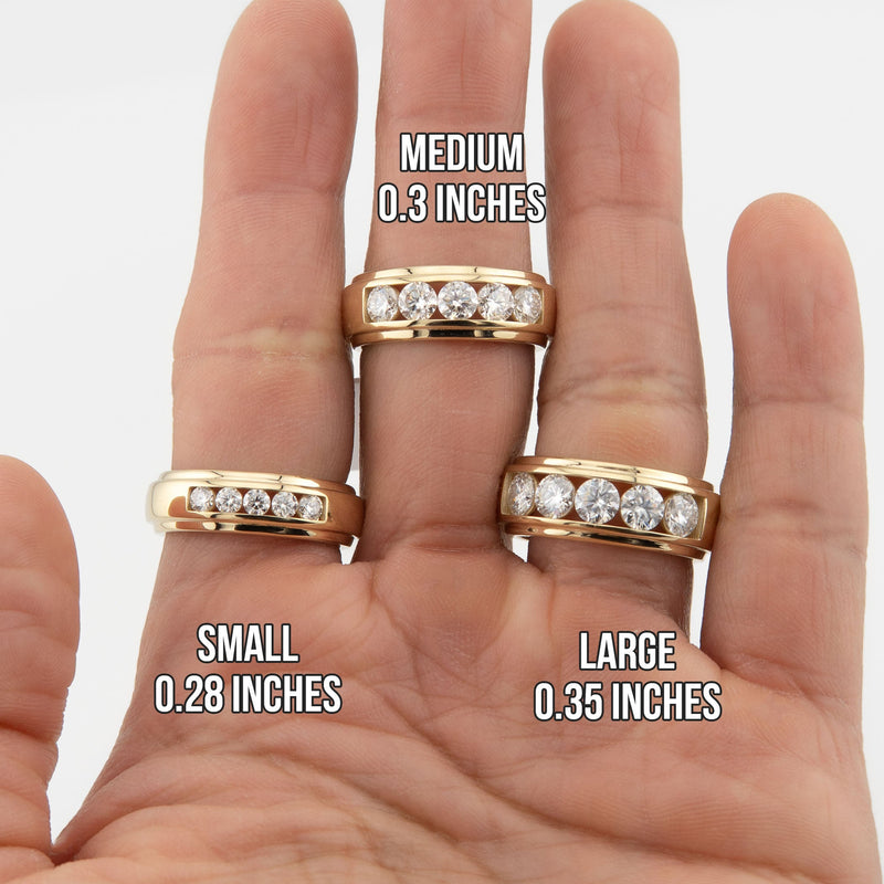 Men's Jewelry - Men's VVS Lab Diamond 5 Stone Wedding Band |  Yellow Gold