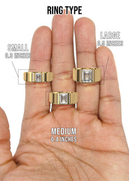 Men's Jewelry - Men's VVS Lab Diamond Emerald Cut Engagement Ring | Yellow Gold