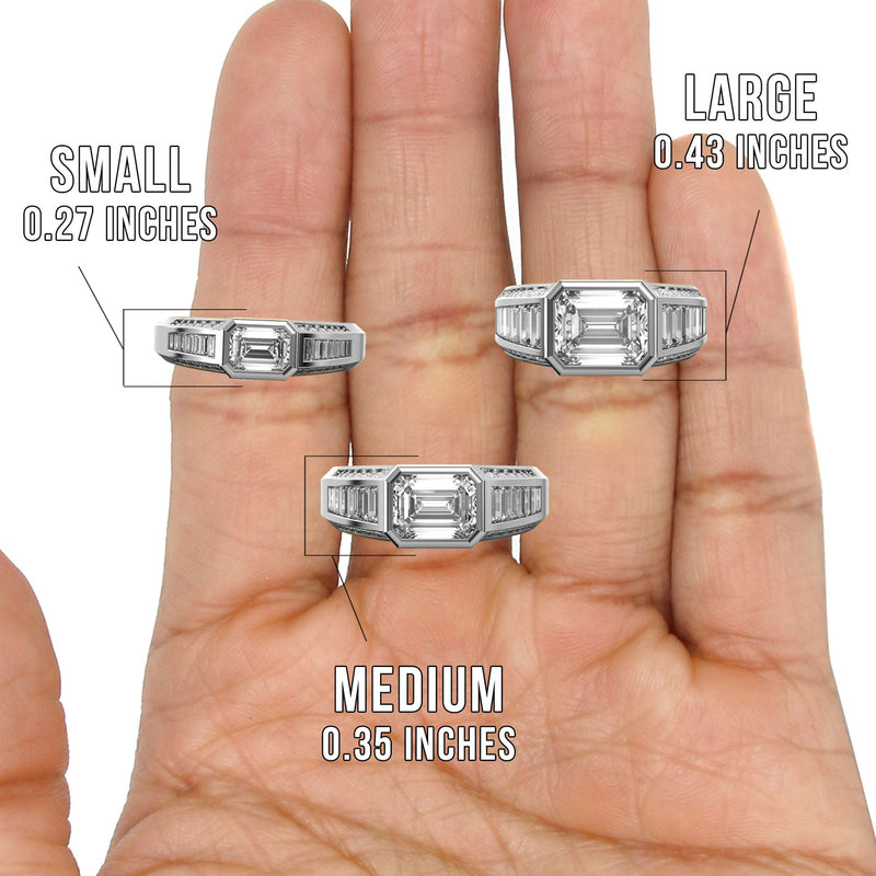 Men's Jewelry - Men's VVS Lab Diamond Emerald Cut Engagement Ring | White Gold