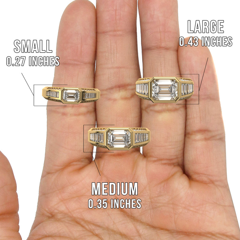 Men's Jewelry - Men's VVS Lab Diamond Emerald Cut Engagement Ring | Yellow Gold