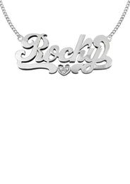 14K White Gold with Diamond Name Plate Necklace | Style #94