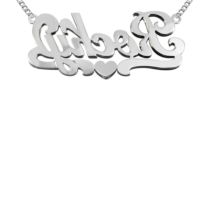 14K White Gold with Diamond Name Plate Necklace | Style #94