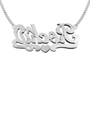 14K White Gold with Diamond Name Plate Necklace | Style #94