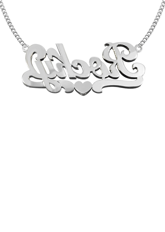14K White Gold with Diamond Name Plate Necklace | Style #94