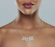 14K White Gold with Diamond Name Plate Necklace | Style #94