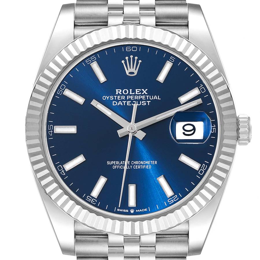 Diamond Rolex Datejust Watch 126334 | 41 MM | White Gold Blue Dial | Stainless Steel