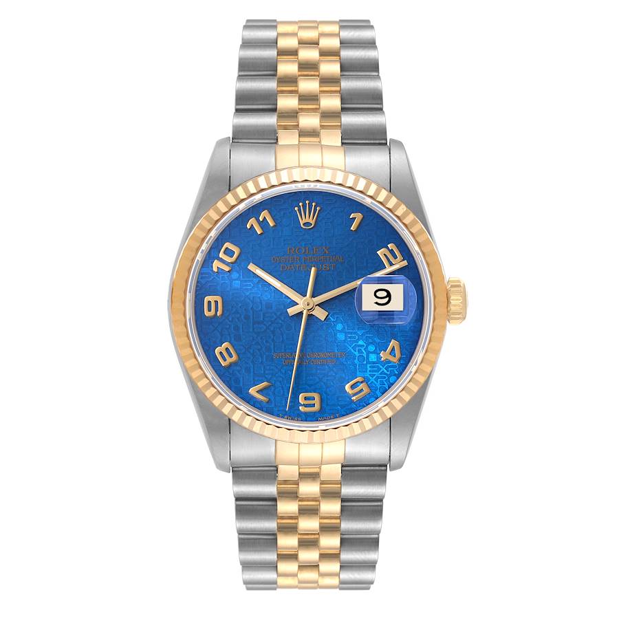 Rolex Datejust 16233 Watch for Men | 36MM | Blue Anniversary Dial | Champagne Dial - Steel