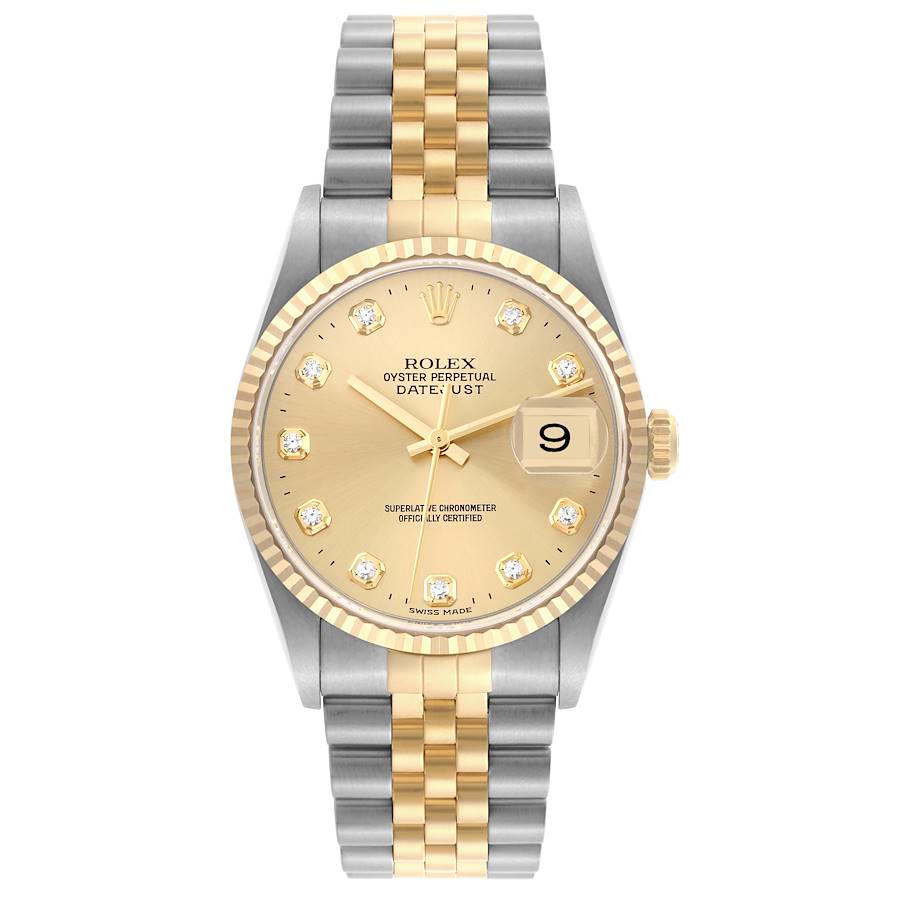 Rolex Datejust 16233 for Men | 36MM | Two Tone | Champagne Jubilee Factory Diamond Dial