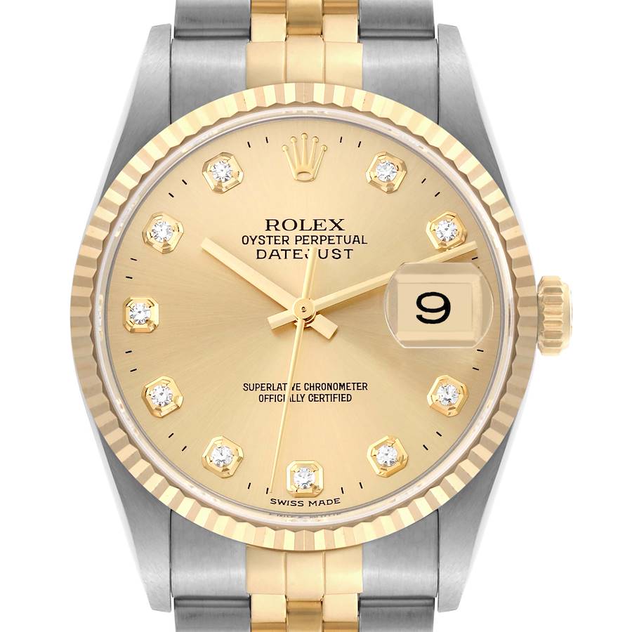 Rolex Datejust 16013 for Men | 36MM | Two Tone | Champagne Jubilee Dial Diamond Dial