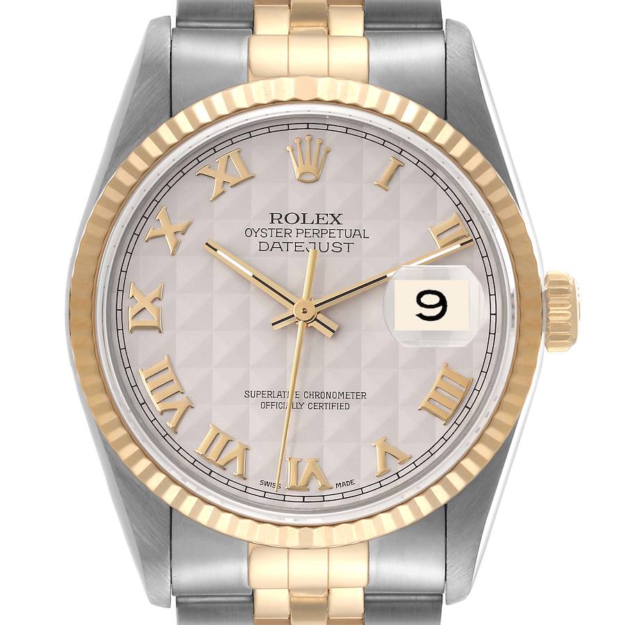 Rolex Datejust Watch 16233 for Men | 36MM | Ivory Pyramid Dial | Yellow Gold Steel