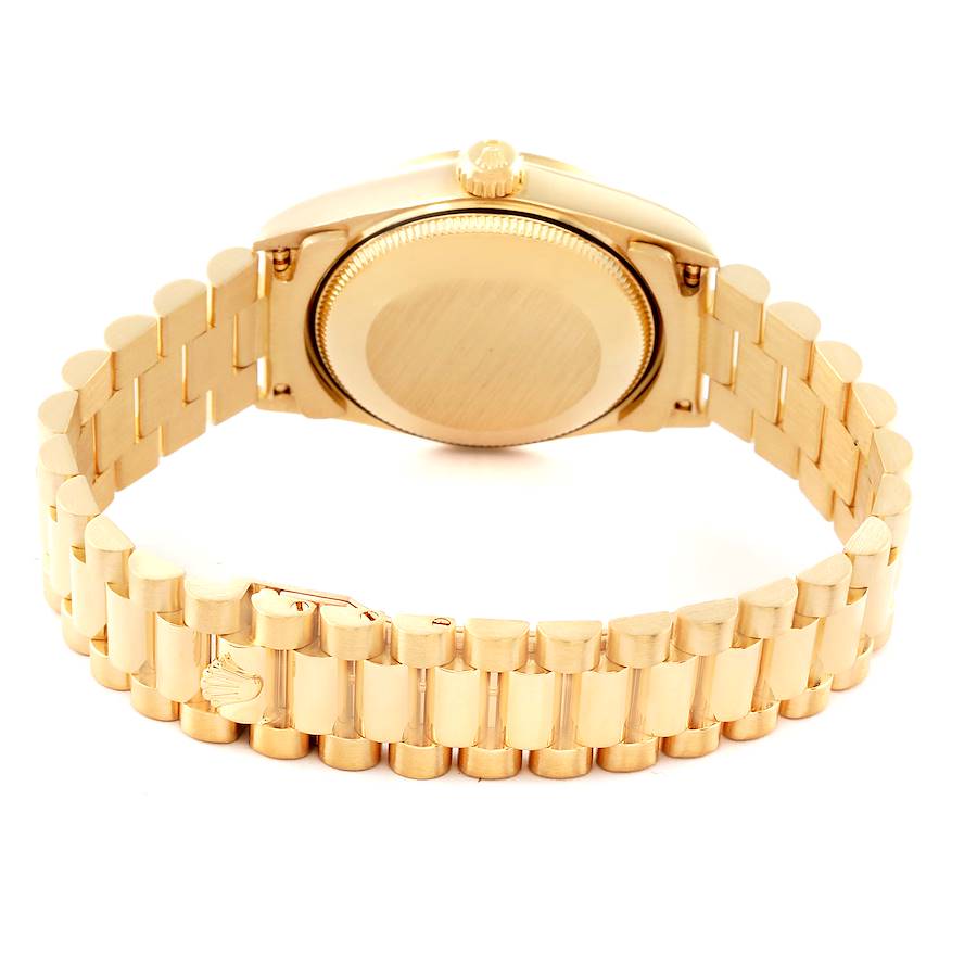 Rolex President  Yellow Gold Onyx Diamond Dial Ladies Watch 26mm