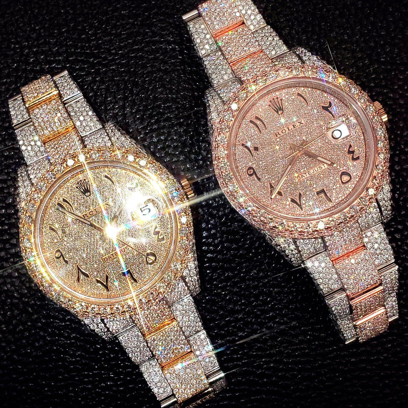 Diamond Iced Out Rolex Datejust 41 | 25 Carats Of Diamonds | Custom Full Diamond Arabic Dial | Oyster Band