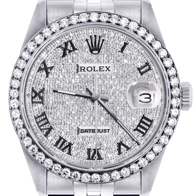 Womens Rolex Datejust Watch 16200  | 36MM | Full Diamond Roman Dial | Jubilee Band