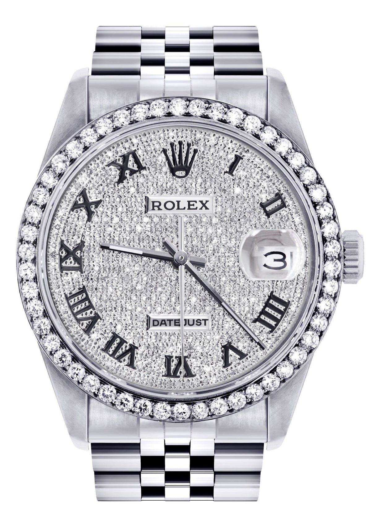 Womens Rolex Datejust Watch 16200  | 36MM | Full Diamond Roman Dial | Jubilee Band
