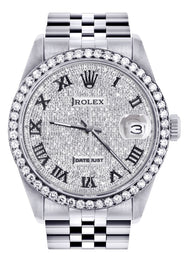 Womens Rolex Datejust Watch 16200  | 36MM | Full Diamond Roman Dial | Jubilee Band