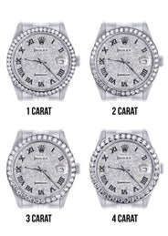 116200 | Hidden Clasp | Diamond Rolex Datejust Watch | 36MM | Full Diamond Roman Dial | Jubilee Band