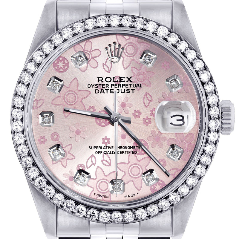 Womens Rolex Datejust Watch 16200 | 36Mm | Pink Diamond Flower Dial | Jubilee Band