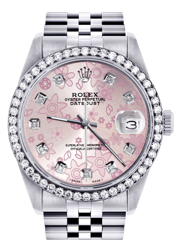 Womens Rolex Datejust Watch 16200 | 36Mm | Pink Diamond Flower Dial | Jubilee Band