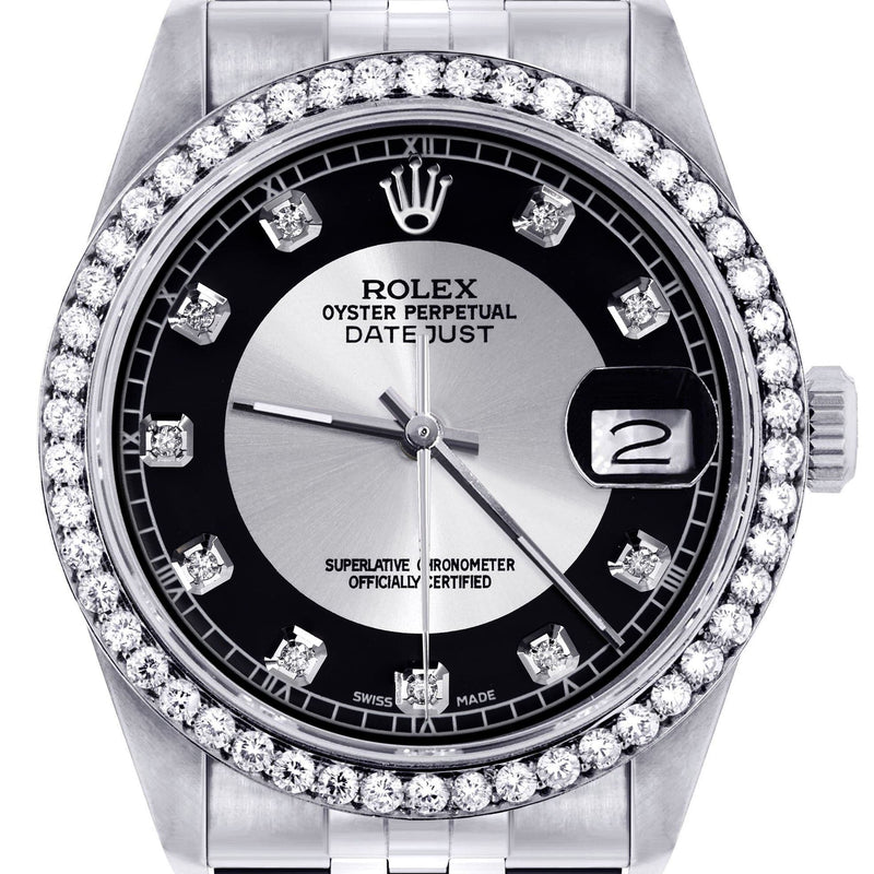 Diamond Mens Rolex Datejust Watch 16200  | 36MM | Tuxedo Diamond Dial | Jubilee Band