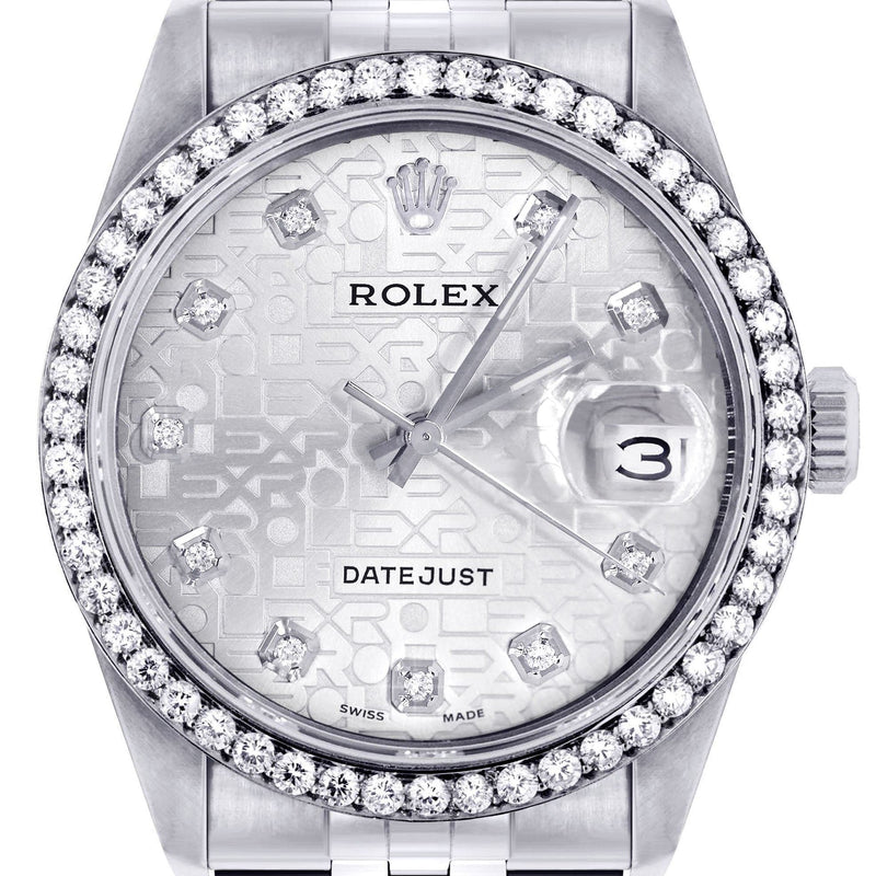 Diamond Mens  Rolex Datejust Watch 16200 | 36 MM | Diamond Rolex Textured Jubilee Dial | Jubilee Band