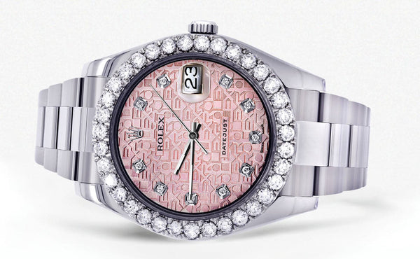 Rolex Datejust II Watch | 41 MM | Custom Pink Jubilee Diamond Dial | Oyster Band
