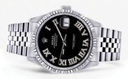 Mens Rolex Datejust Watch 16200 | Fluted Bezel | 36Mm | Black Roman Numeral Dial | Jubilee Band