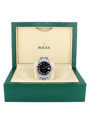 Mens Rolex Datejust Watch 16200 | Fluted Bezel | 36Mm | Black Roman Numeral Dial | Jubilee Band