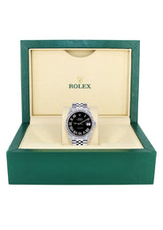 Womens Rolex Datejust Watch 16200 | Fluted Bezel | 36Mm | Black Roman Numeral Dial | Fluted Bezel | Jubilee Band